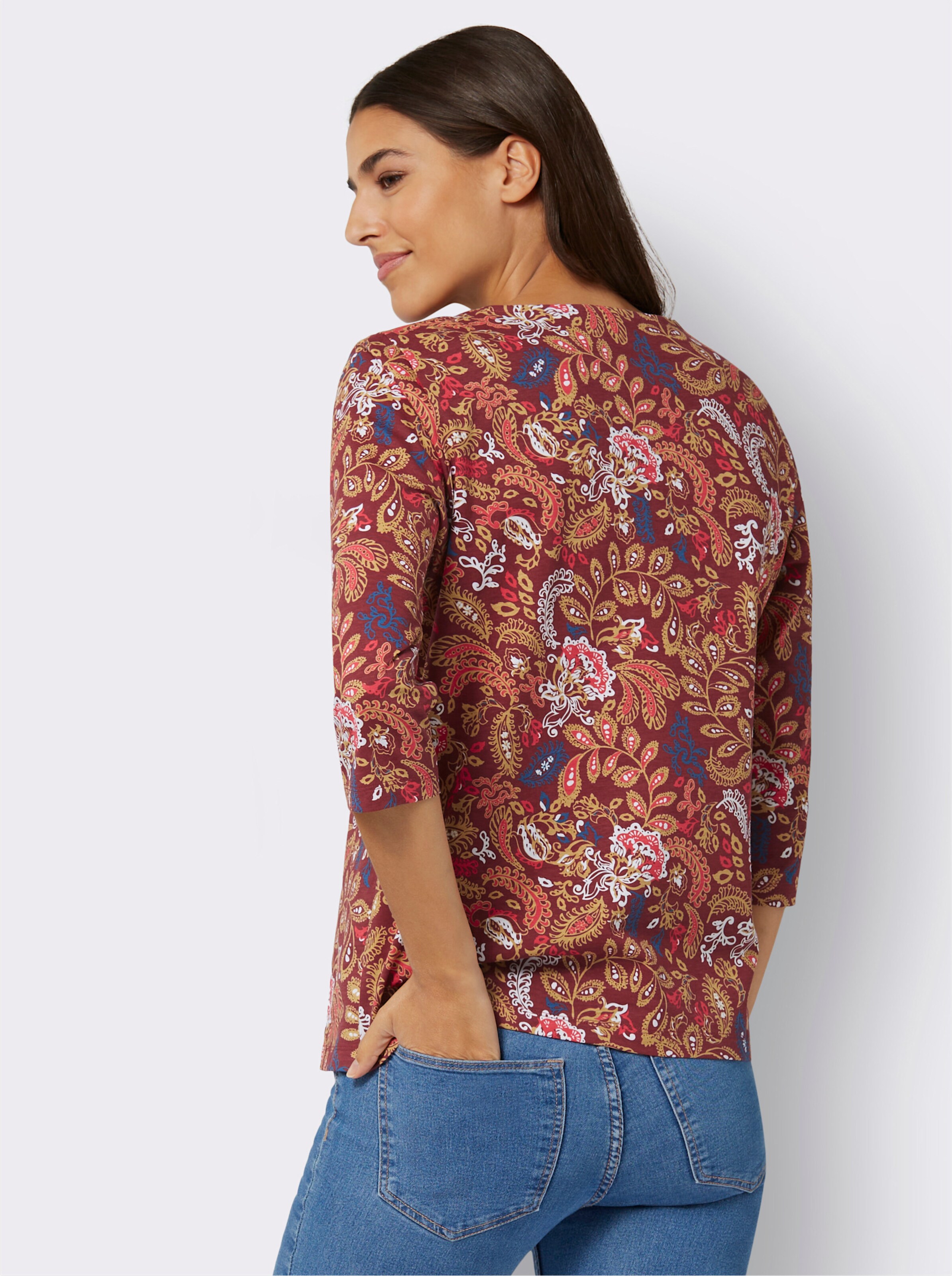 Rundhalsshirt mit Paisley-Muster