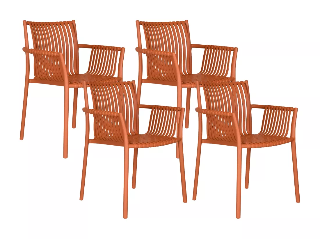 Lot de 4 fauteuils de jardin empilables en polypropylène - Terracotta - SIHOLI de MYLIA