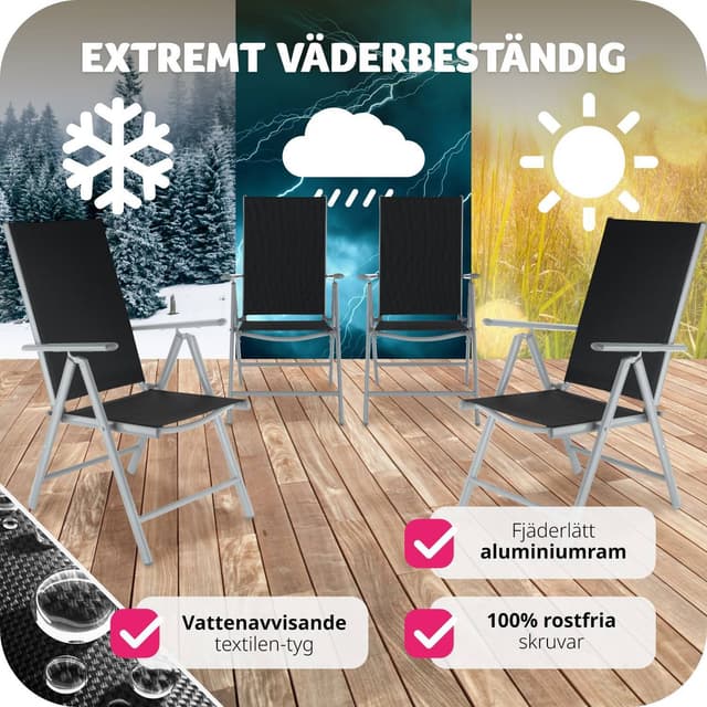 Klapstol i aluminium 4 stk.