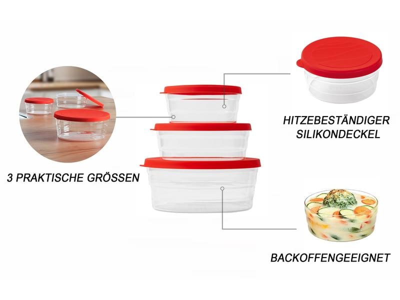 Rotho Vorratsdose Centric 3 Stück, 2.6 l, Transparent Mikrowellenschüssel Set