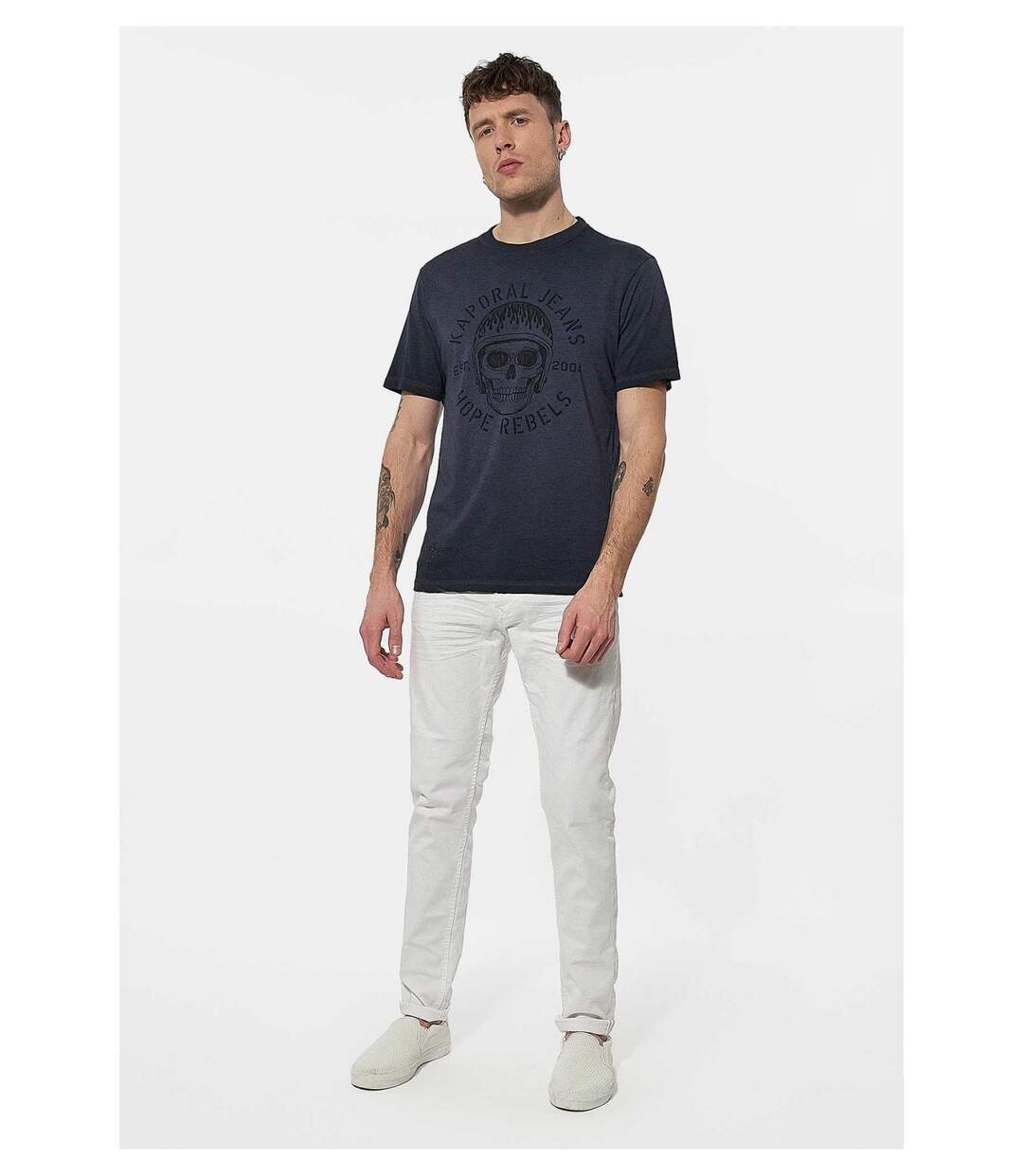 Tee shirt printé tête de mort  -  Kaporal - Homme
