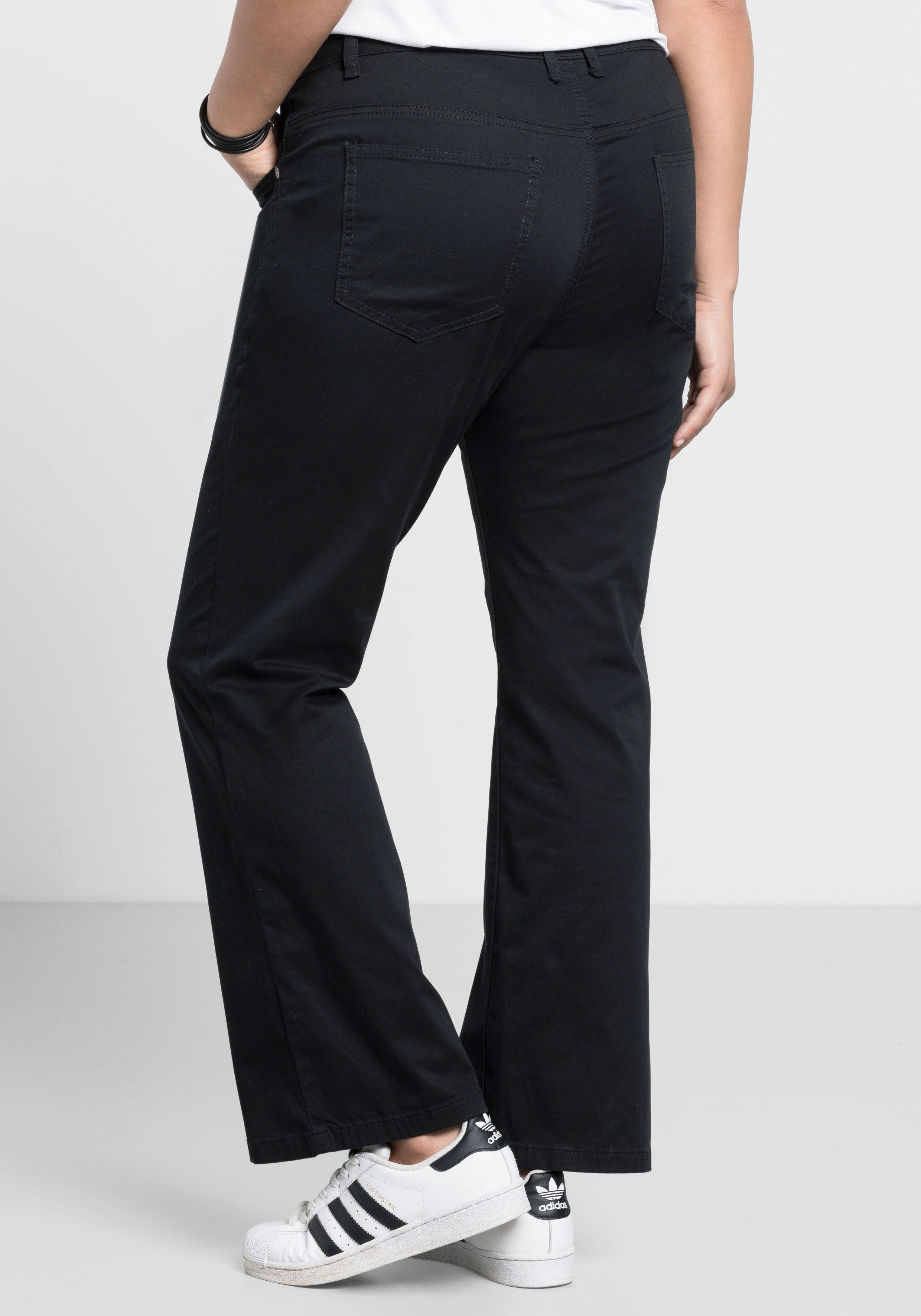 Bootcut-Hose aus elastischem Baumwoll-Twill