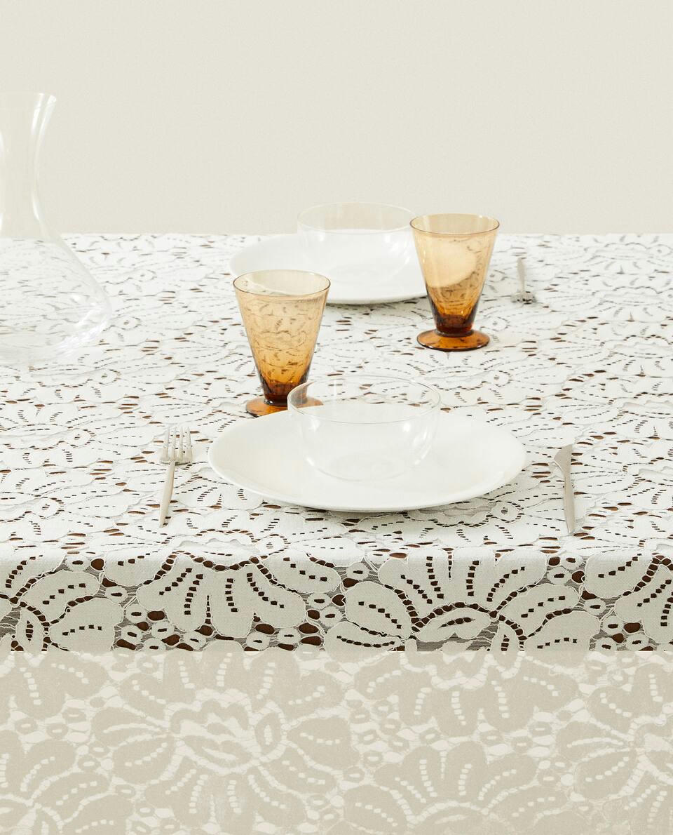 TOALHA DE MESA DE RENDA DE ALGODÃO