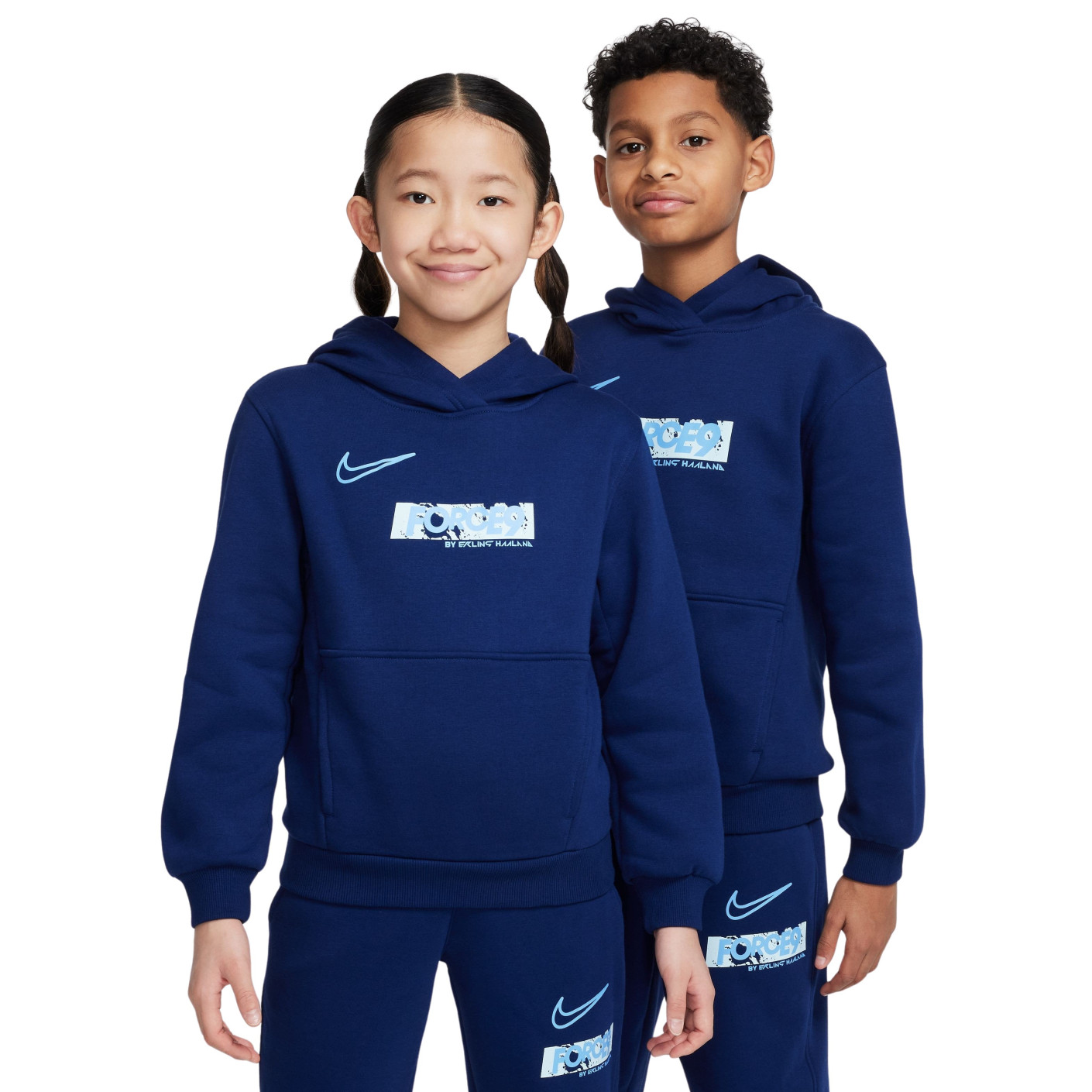 Nike Erling Haaland Club Fleece Hoodie Kids Donkerblauw Lichtblauw
