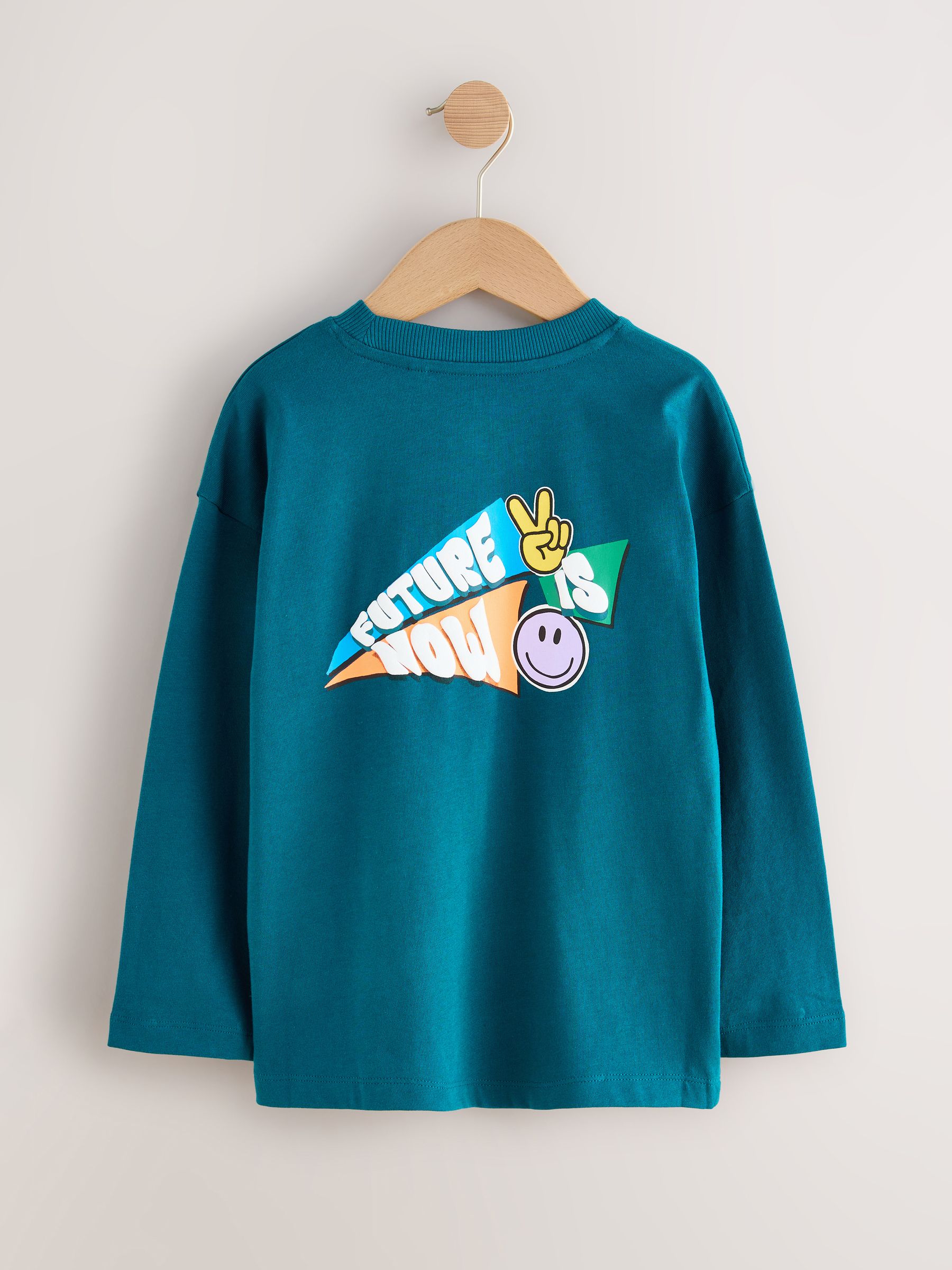 Blauwgroen/blauw/grijs felle graffiti - 3 Relaxed Fit T-shirts met grafische print en lange mouwen (3-16jr)