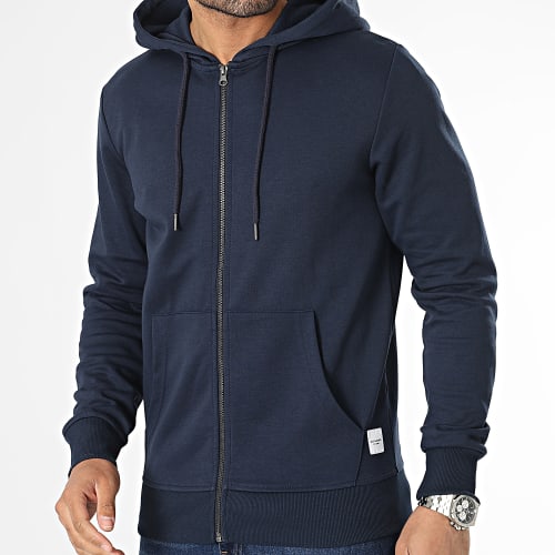 Sweat Zippé Capuche Basic Sweat Bleu Marine