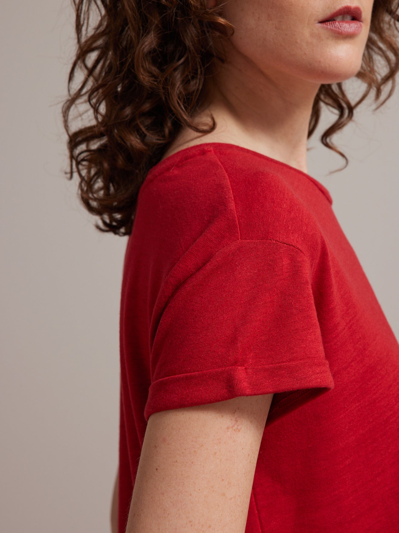 T-shirt col rond femme lin et viscose