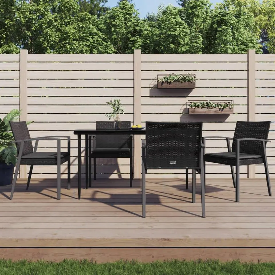 vidaXL - Tuinstoelen en kussens - Zwart - Poly rattan - 56,5x57x83 cm - 4 stuks