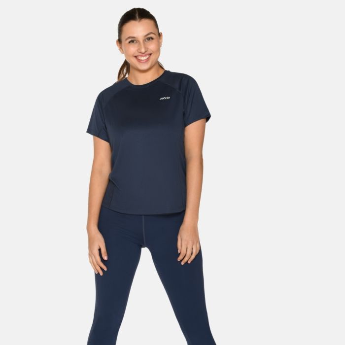 Zebdia Dame T-shirts Chest Print Sports SS Tee Blå