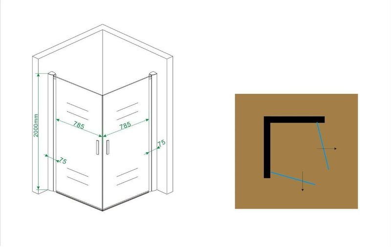 BWS - Nano Douchecabine - Dubbele Swingdeur - 90x90cm - 8mm Glas