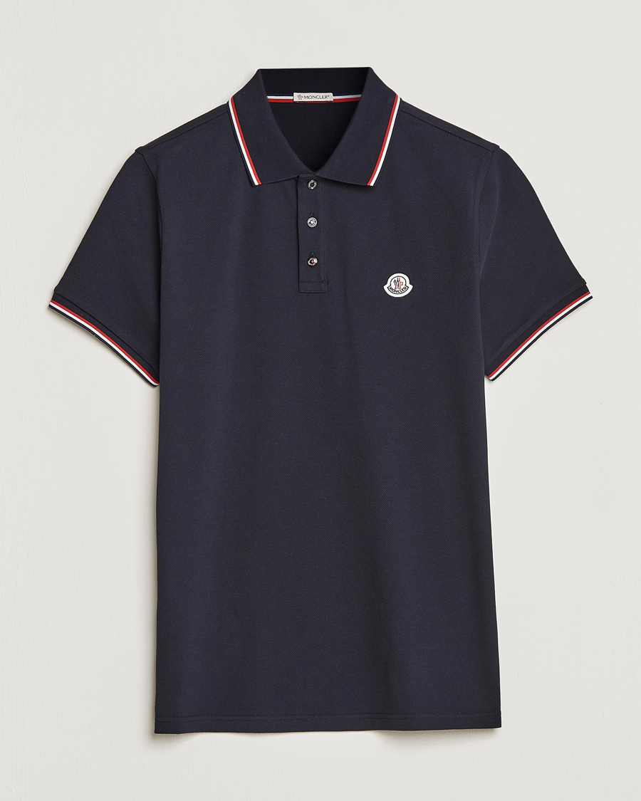 Moncler Contrast Rib Polo Navy