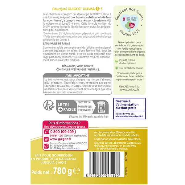 Leite infantil Guigoz Ultima Synergity 1ª etapa - 780g
