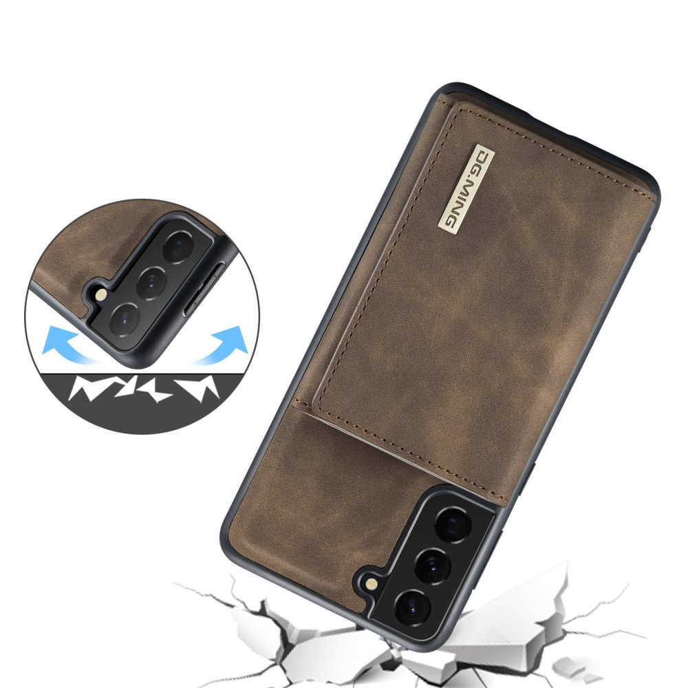 2in1 Samsung Galaxy S23 5G Leder Hülle Wallet   Magnetisches Kreditkartenfach - Dunkelbraun