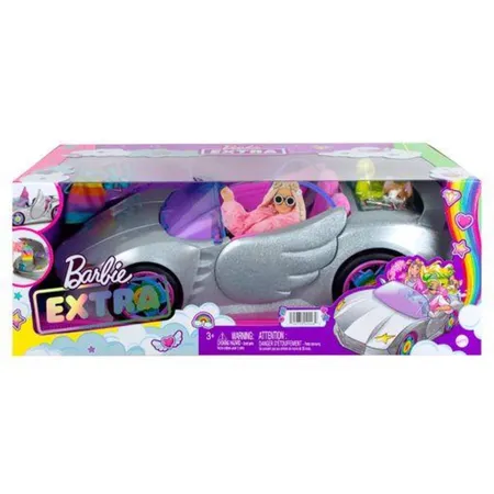 Barbie Extra Auto Cabrio (glitzert) mit Regenbogen Reifen, Zubehör