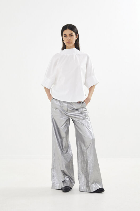 Rabens Saloner Poplin shirring blouse - Oona White