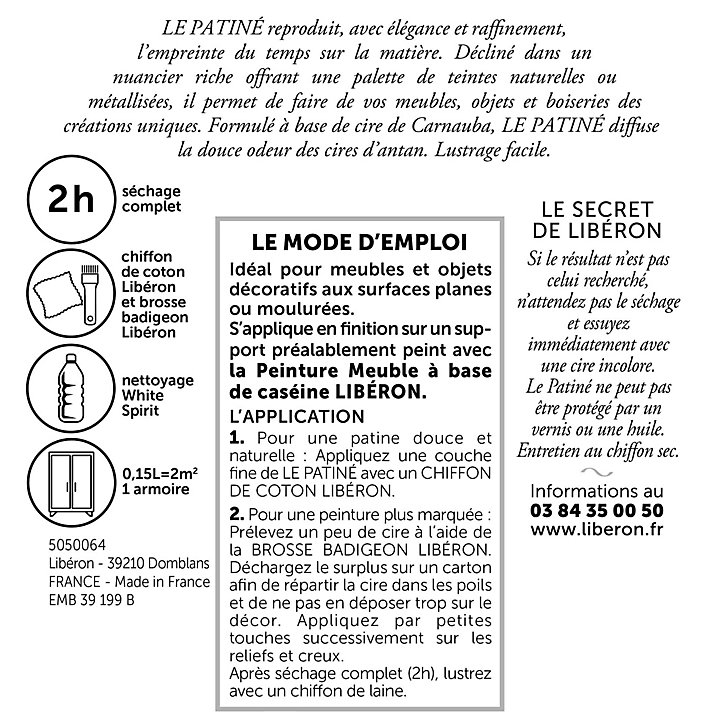 Patine boiseries Libéron effet métallisé noir graphite 0,15L