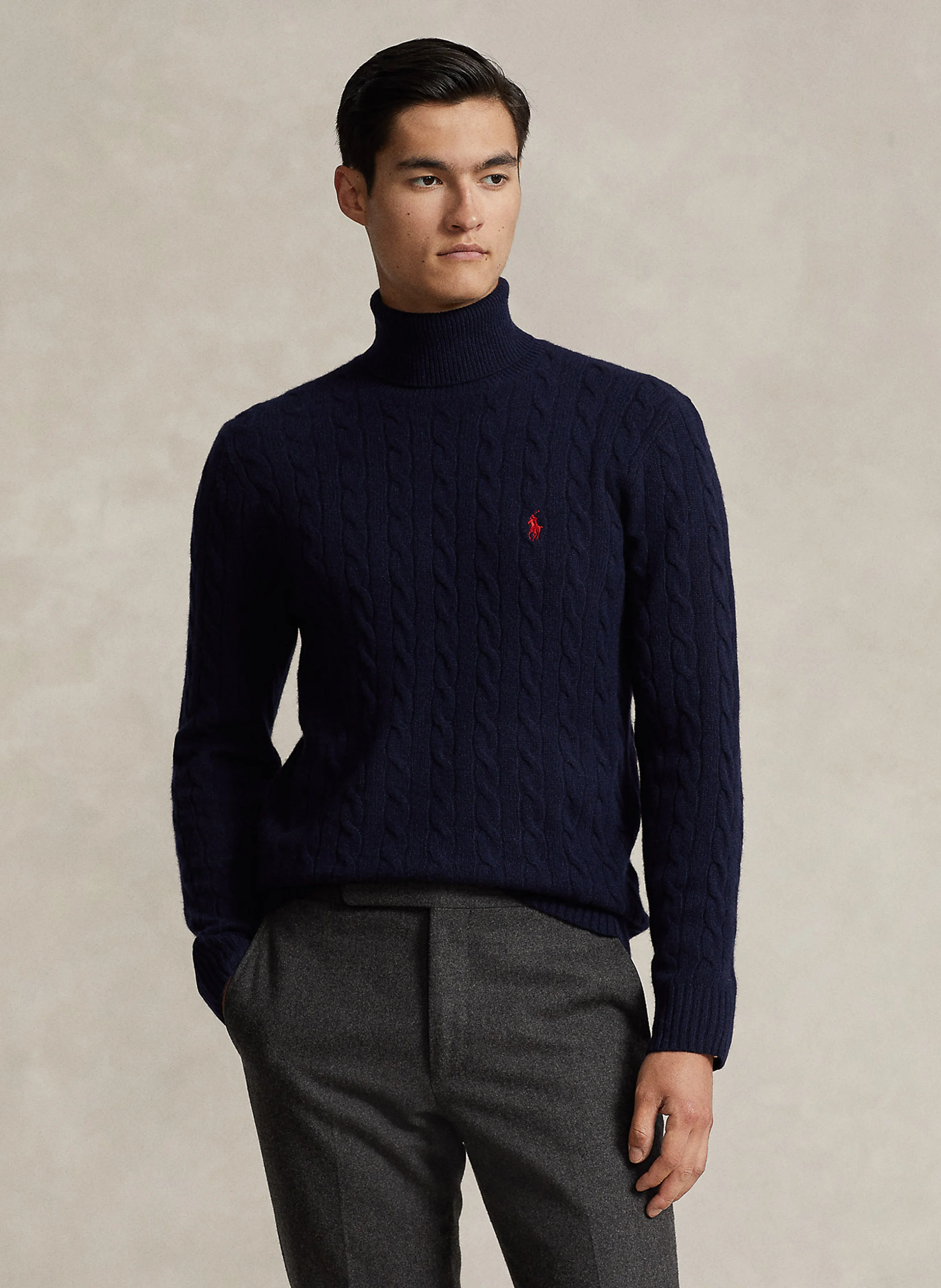 Pull col roulé en laine mélangée | Bleu