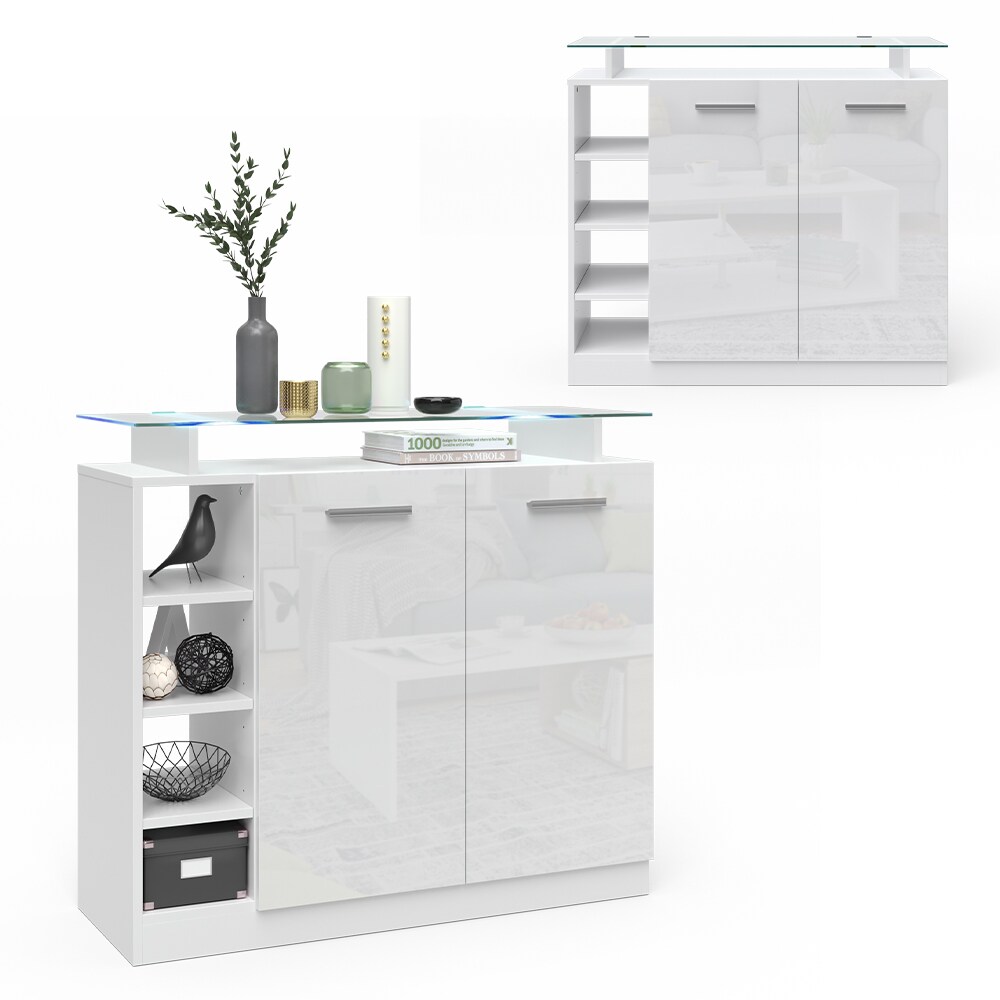 Vicco Kommode Asti 2 Türen Highboard LED Beleuchtung Glasablage Anrichte Schrank
