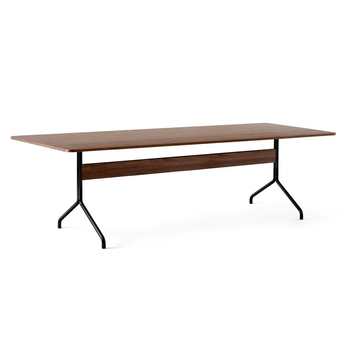 &Tradition - Pavilion Dining Esstisch AV24, 250 x 110 cm, Walnuss lackiert / Gestell schwarz