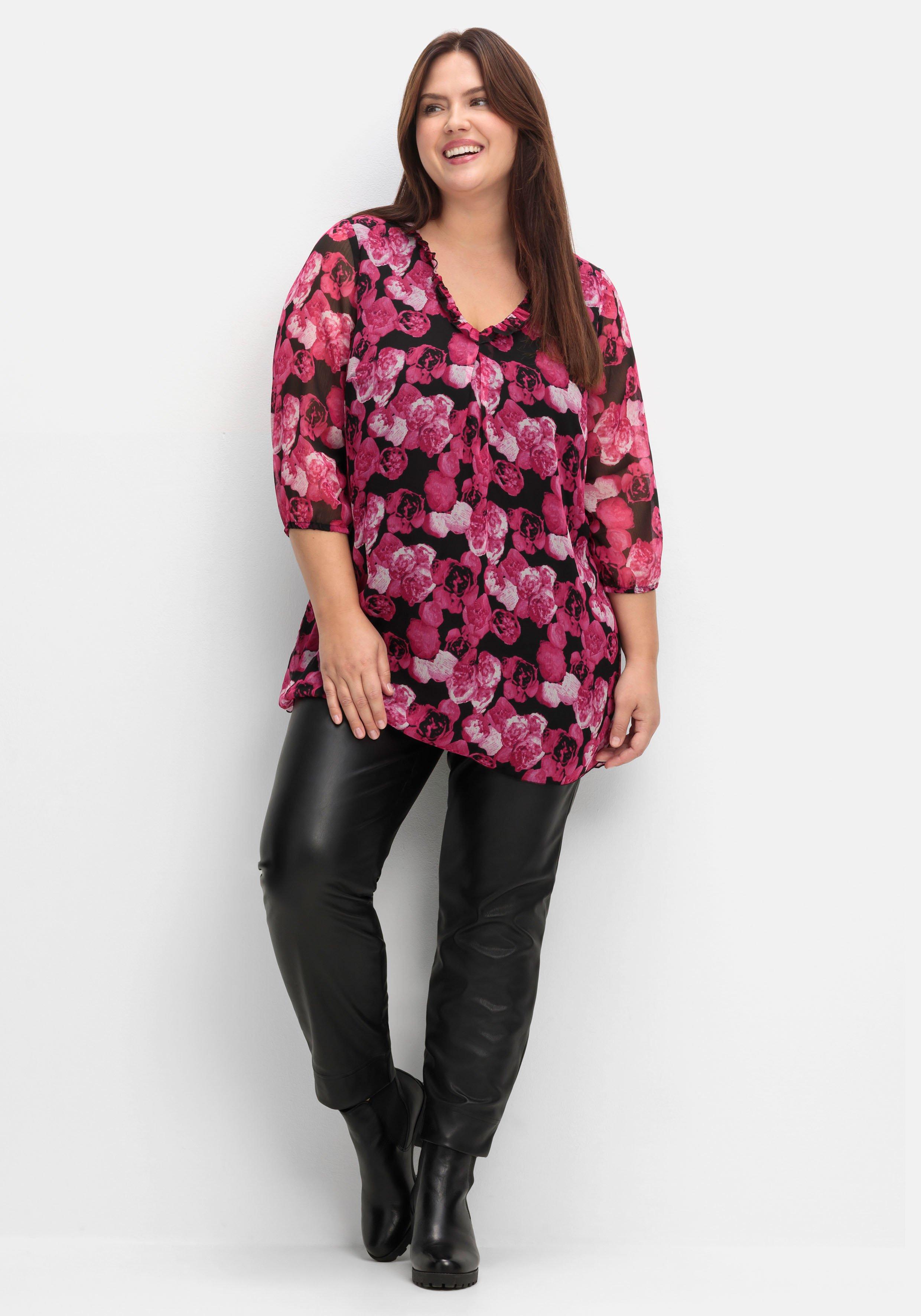 Chiffon-Tunika mit Blütenprint
