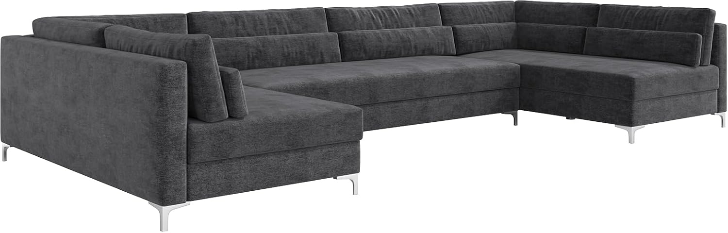DELIFE Sofa Elio Mikrofaser Graphite 400x185 cm XL Wohnlandschaft