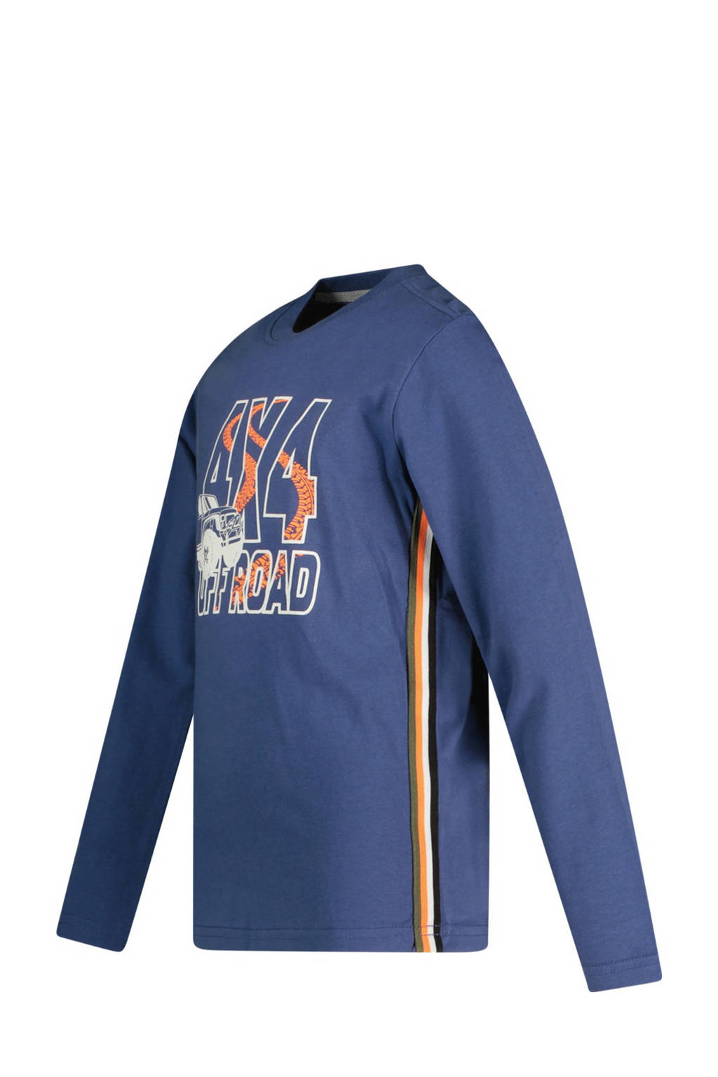 TYGO & vito longsleeve Mason met contrastbies jeansblauw