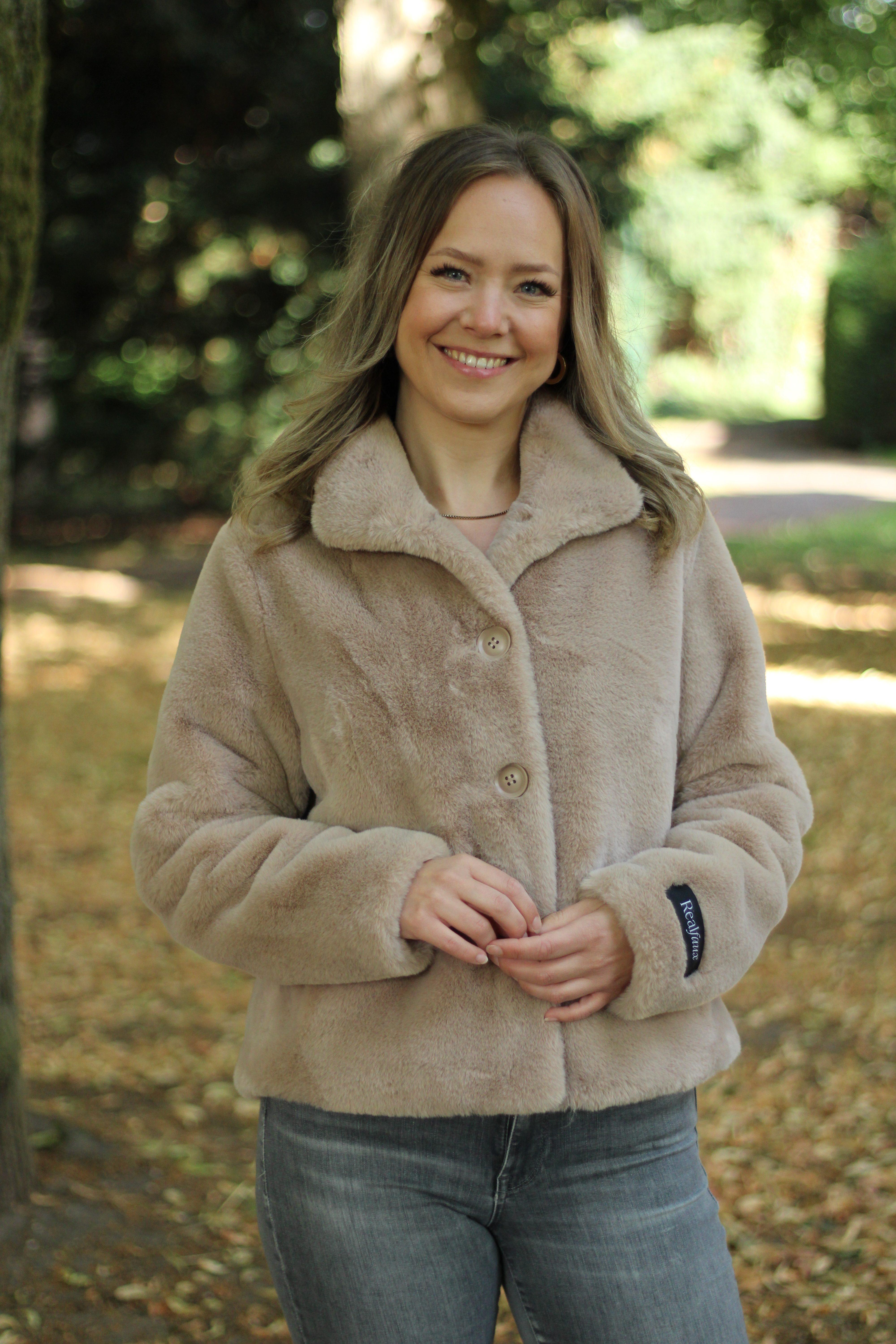Rino & Pelle - Vie Single Breasted Fake Fur Jacket - Oat
