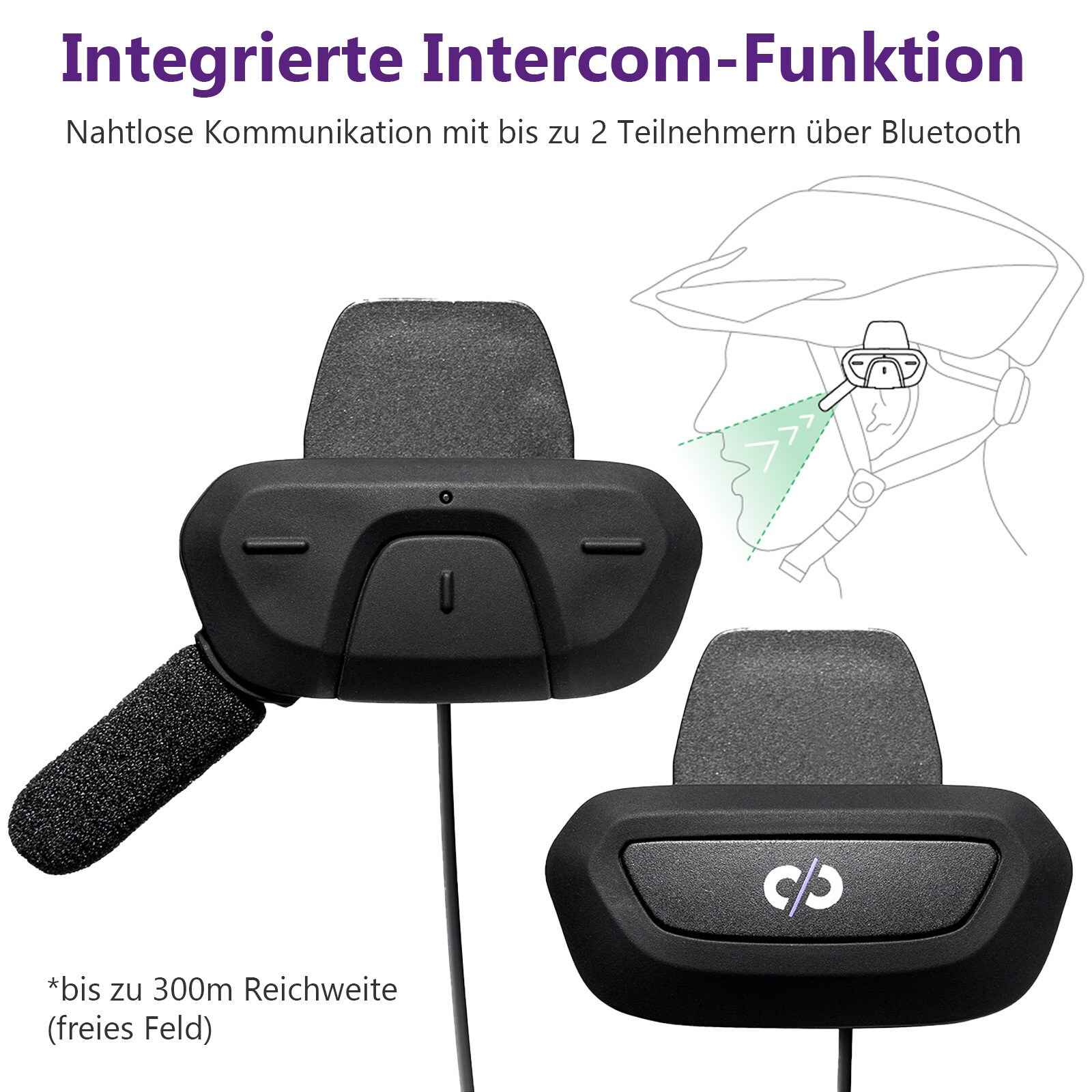 Supertooth ROAMEE Open-Ear Akku Bluetooth Freisprecheinrichtung Interkom Stereo Kopfhörer mit DSP-Technologie für Fahrrad Helme/Skihelme
