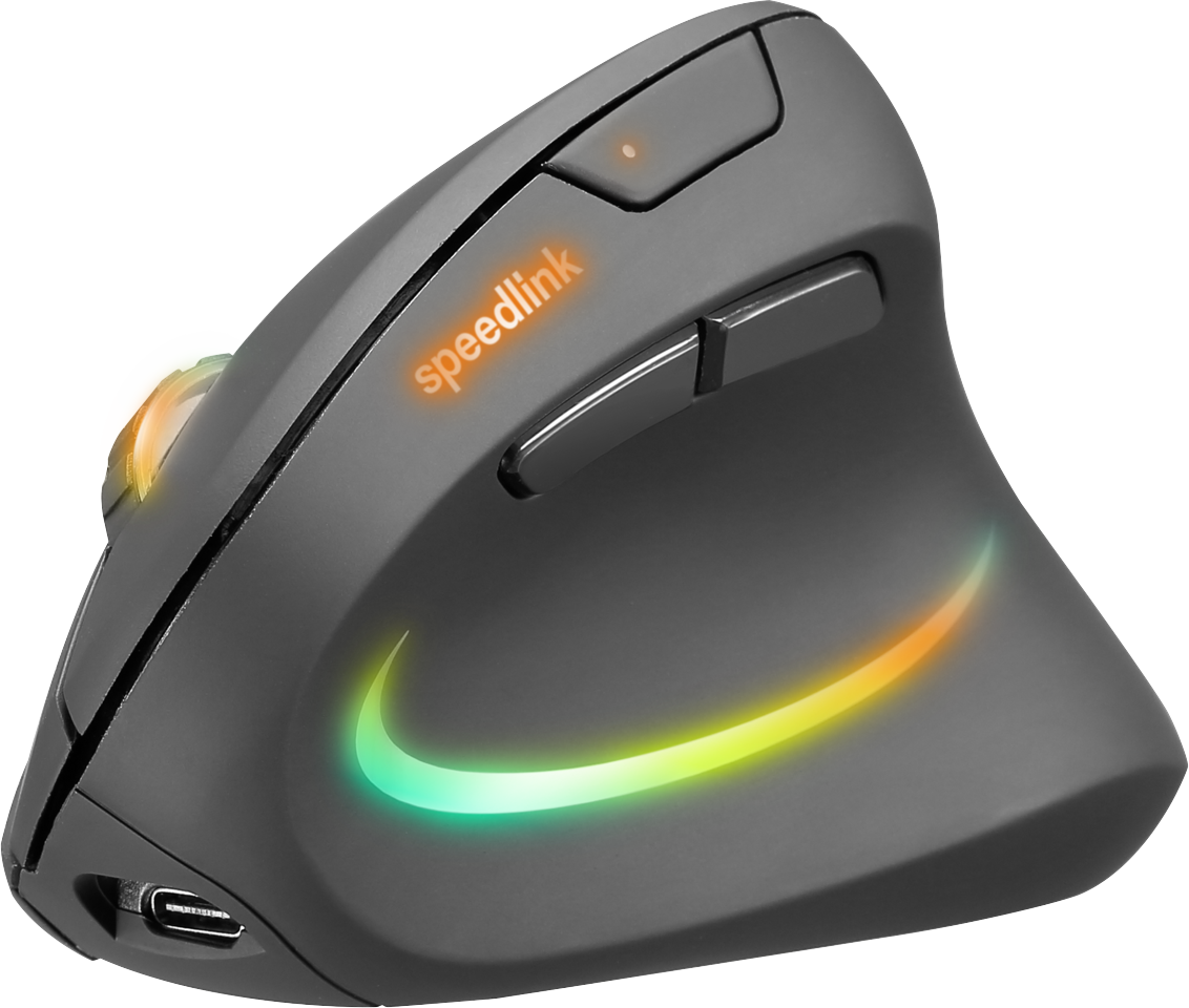 Speedlink - PIAVO PRO Illuminated Genopladelig Vertikal Ergonomisk Mus - trådløs, gummisort