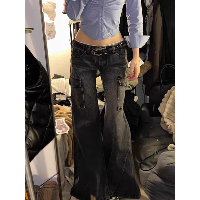 Vhancy - Low Waist Washed Baggy Cargo Jeans