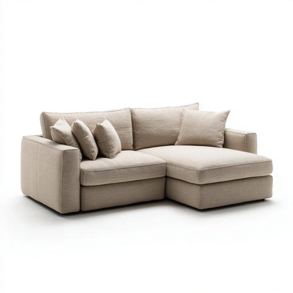 Ecksofa Stoff 250x150x90 cm – Beige – Moderner Stil