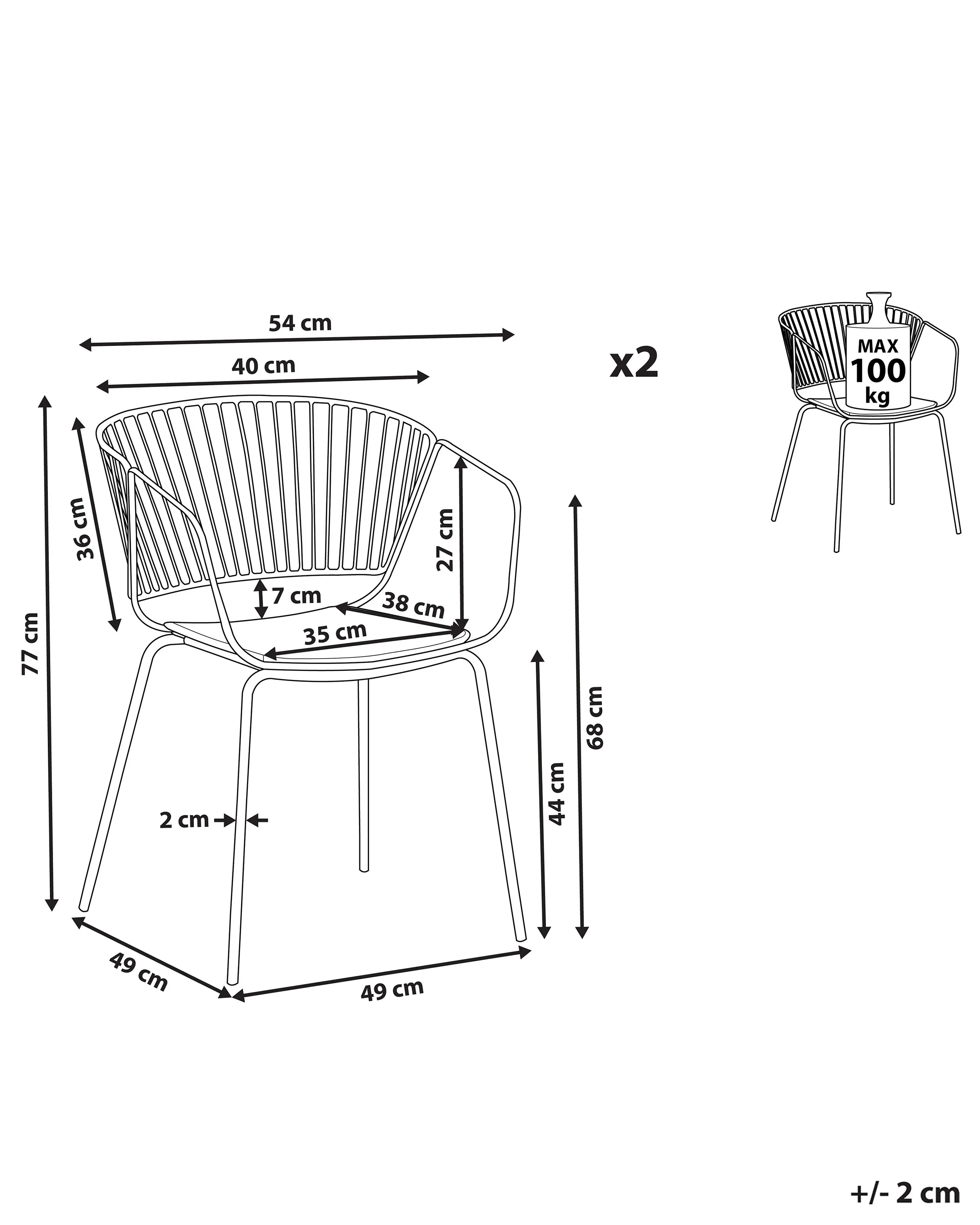 Set van 2 eetkamerstoelen RIGBY Metaal Zwart