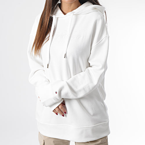 Sweat Capuche Femme Relaxed Long High Shine 5980 Blanc