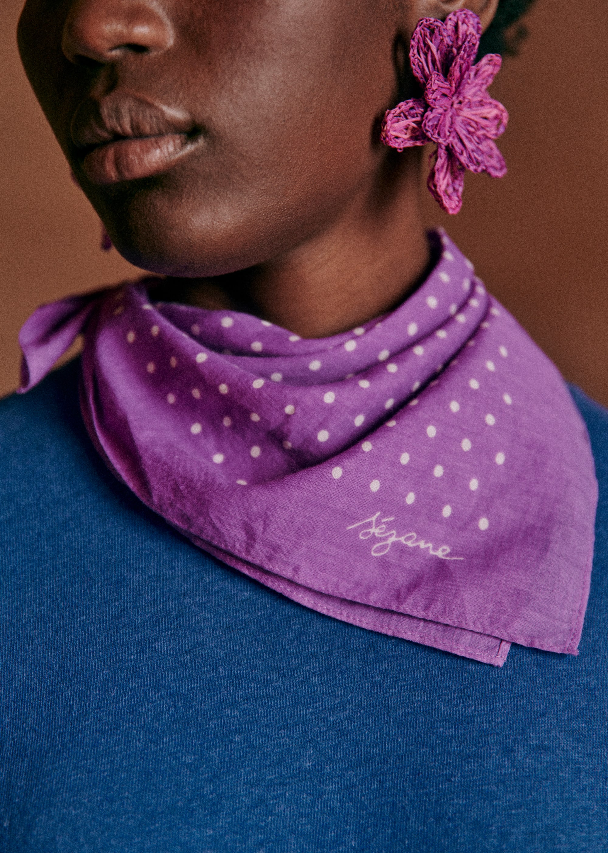 Foulard Gaston - Pois Violet - LES COMPOSANTES/DÉCOUVRIR 5906749