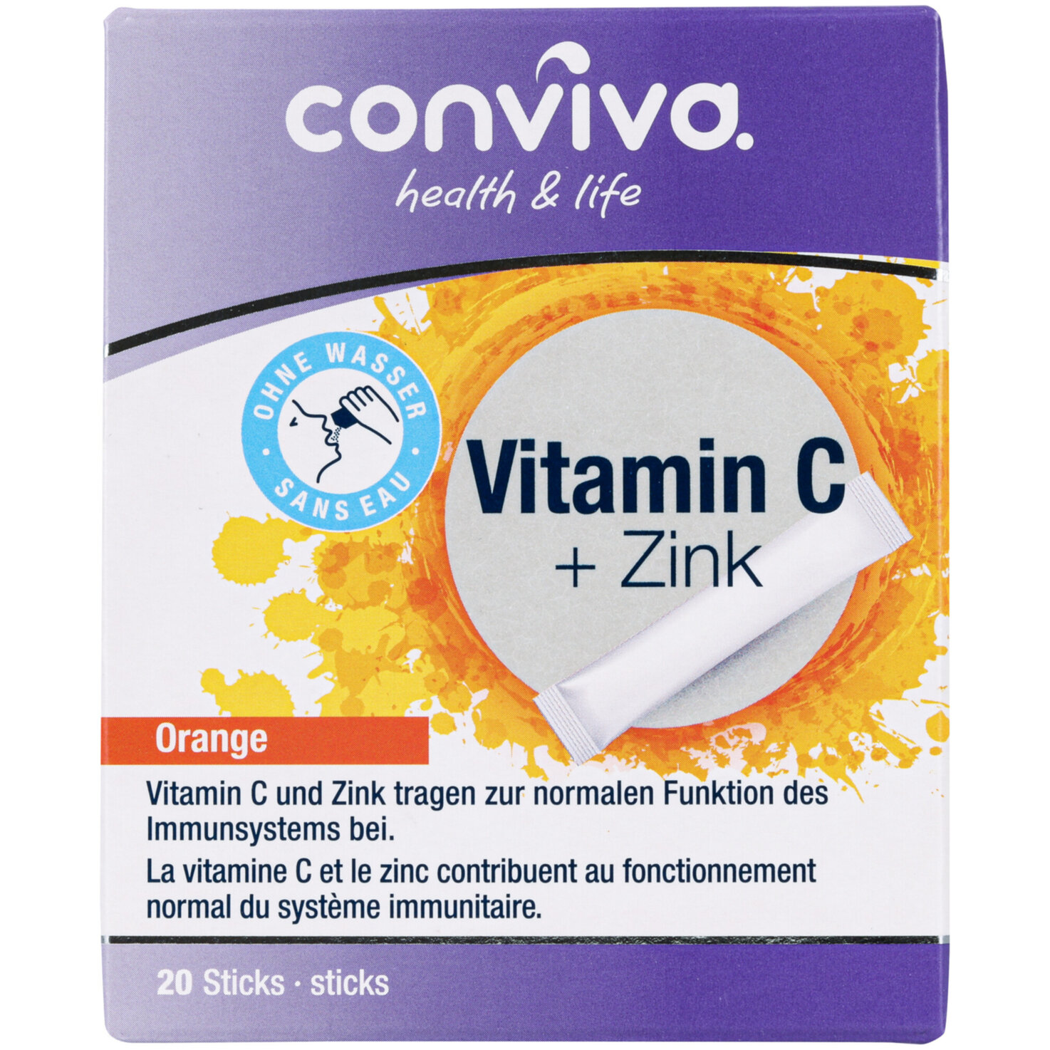 conviva Vitamin C + Zink & Orange Sticks 20 Stück