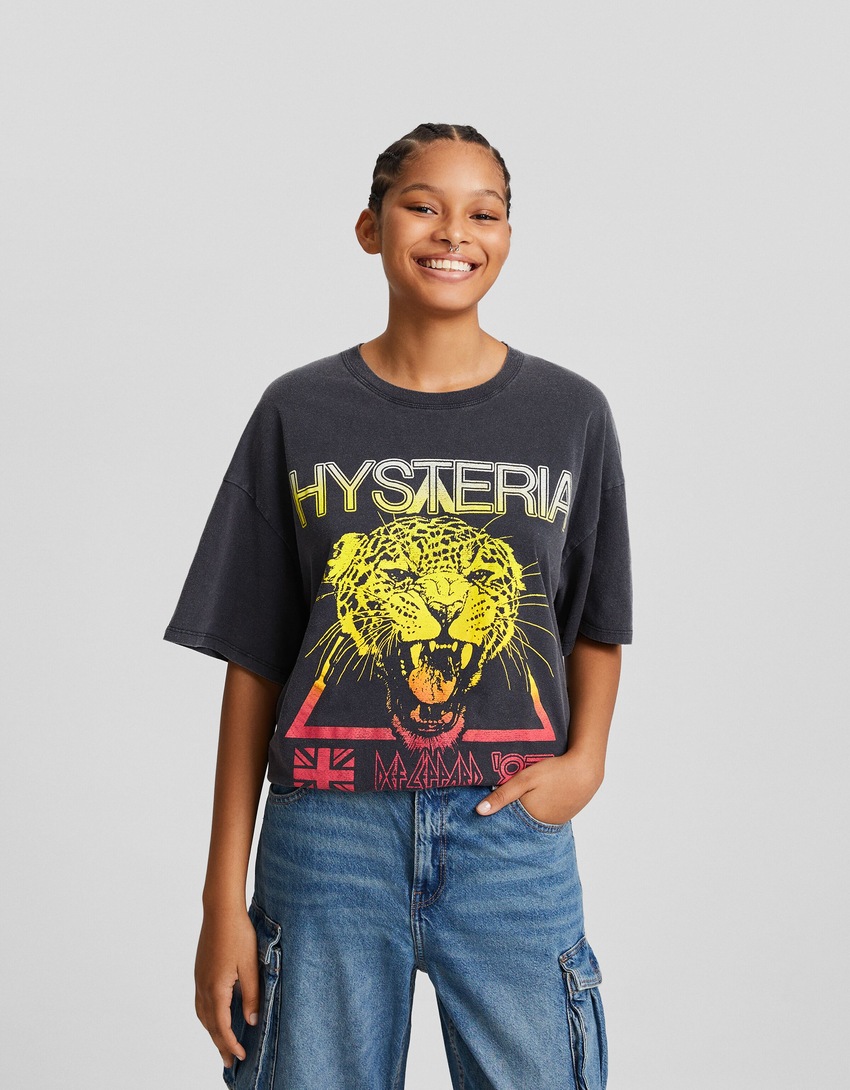 Camiseta de manga curta com estampa do Def Leppard