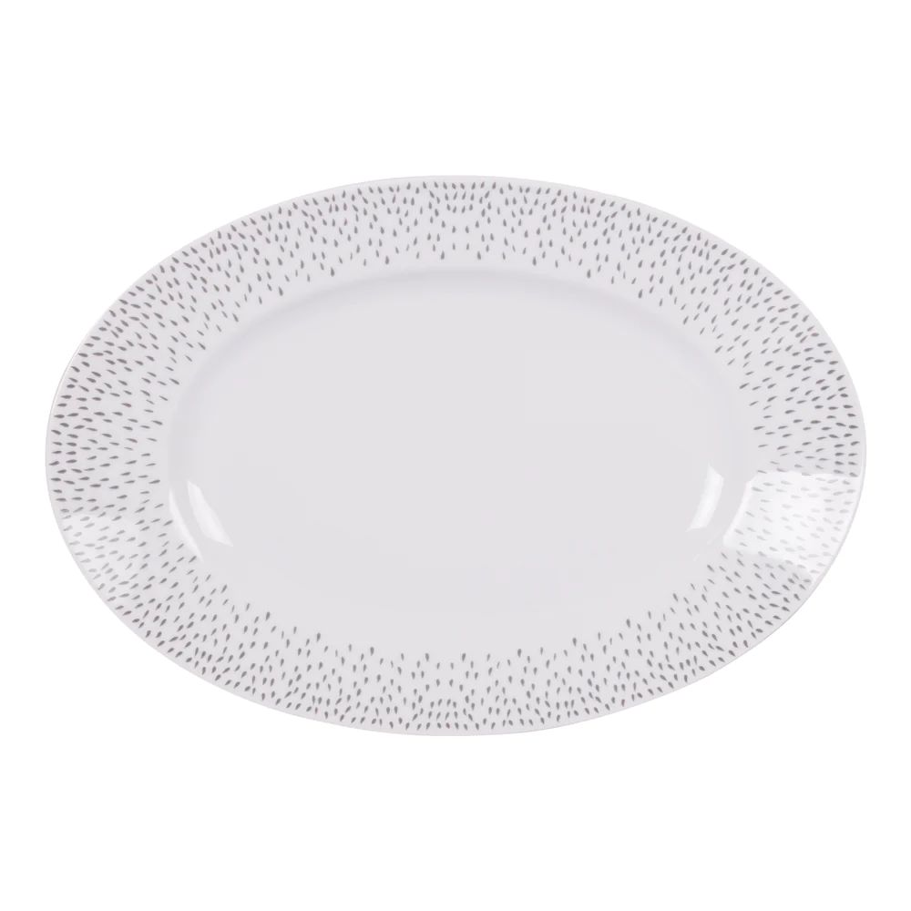 Plat ovale Éole 35 cm gris Table passion