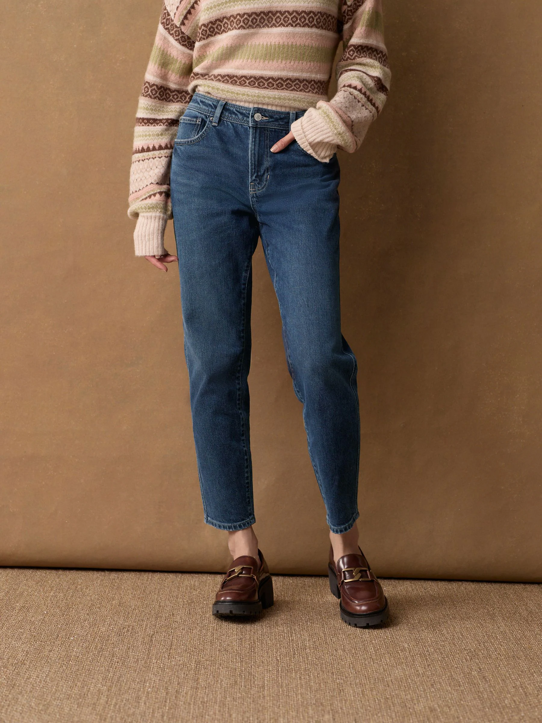 Inktblauw - Mom comfort stretch jeans