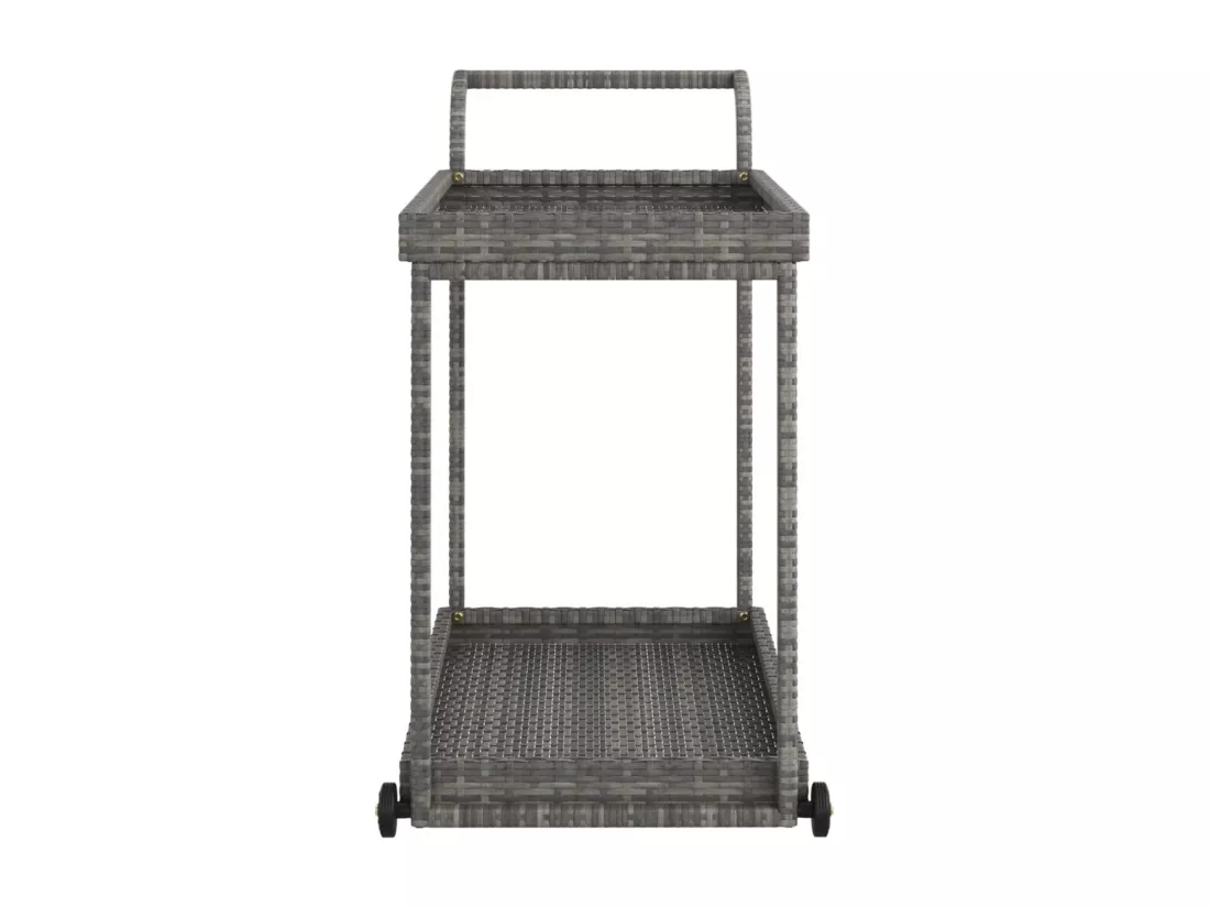 Chariot de bar Gris 100x45x83 cm Résine tressée