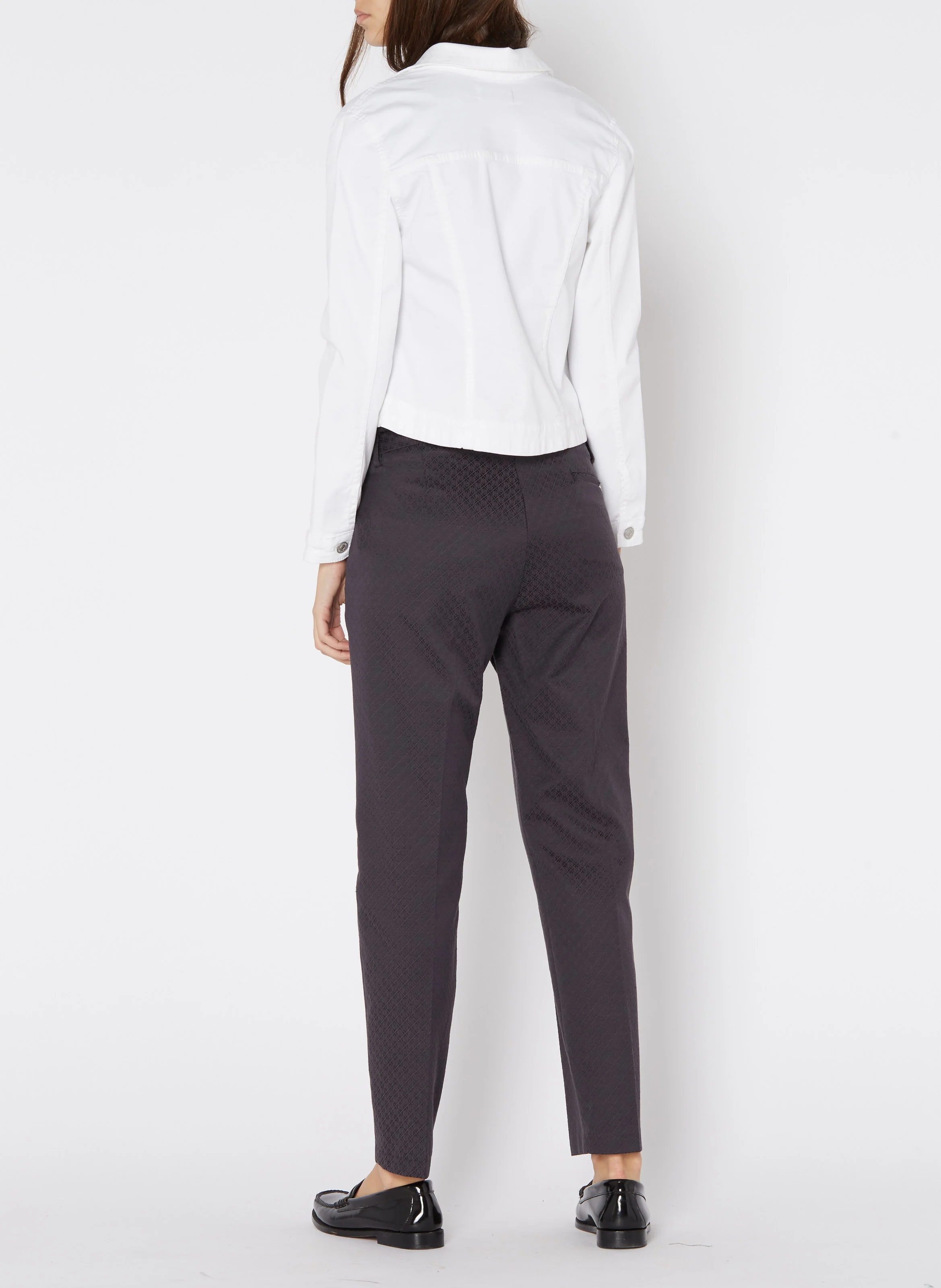 LILLY - Veste col classique en coton stretch | Blanc