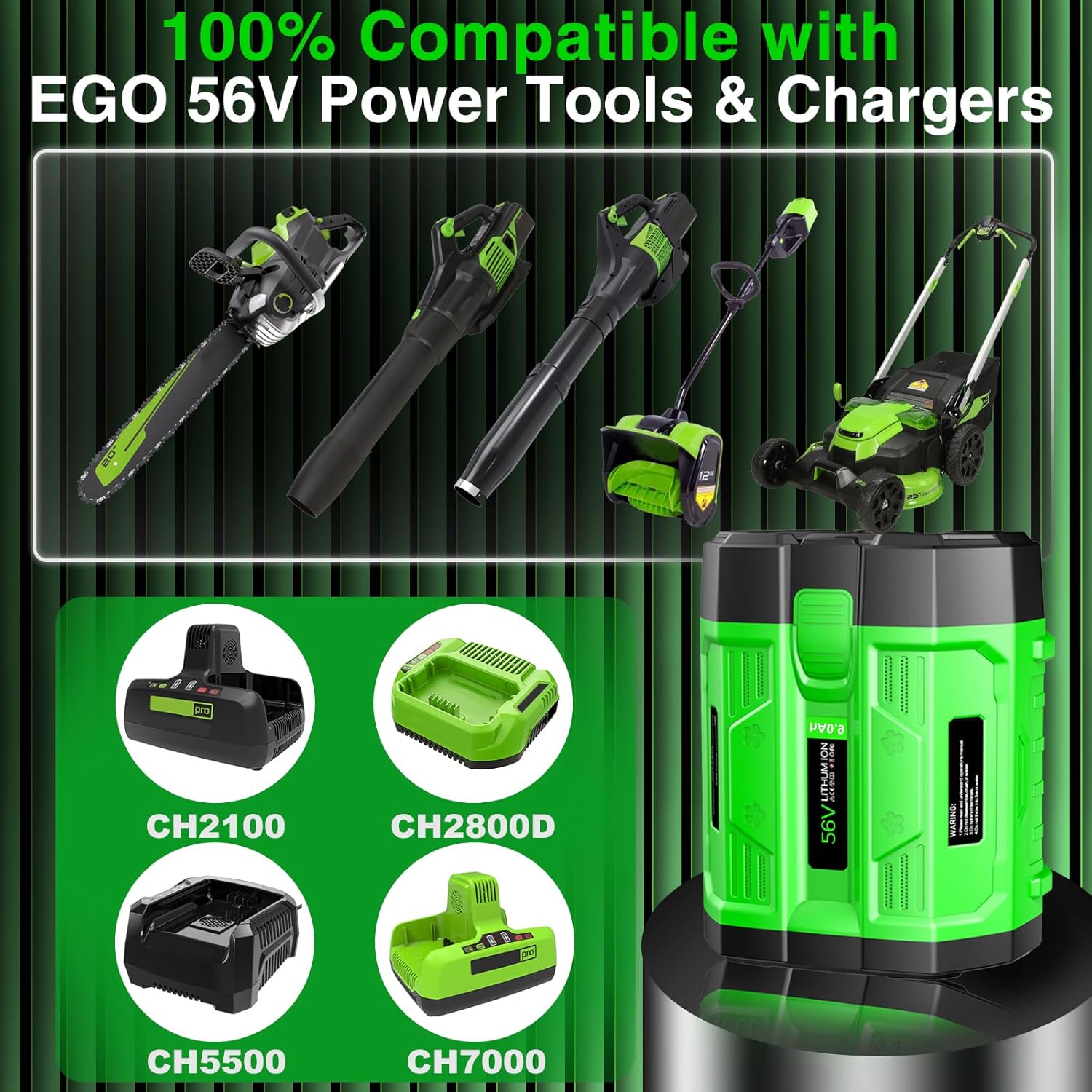 56V 9,0Ah Li-Ion Ersatzakku BA4200T für EGO 56V Akku BA4200 BA2800 BA2800T BA5600T