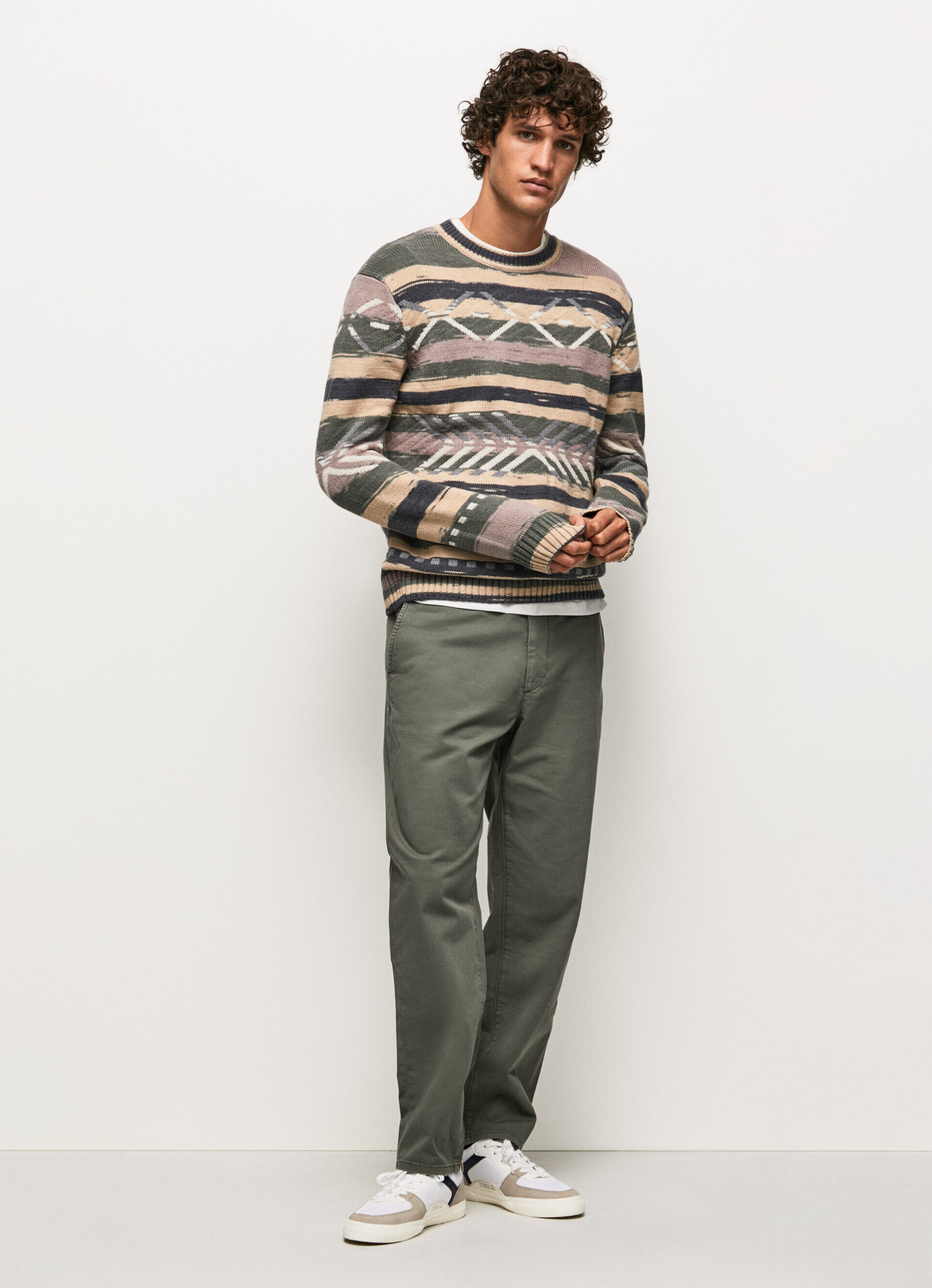 CAMISA LISTRADA DE GOLA REDONDA - multicolorida