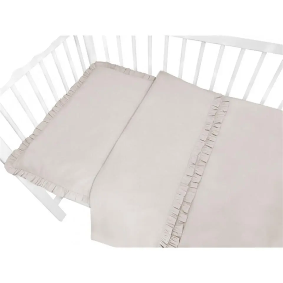 Zavelo Peuter Dekbedovertrek Royal Ruches Beige 120 x 150 cm