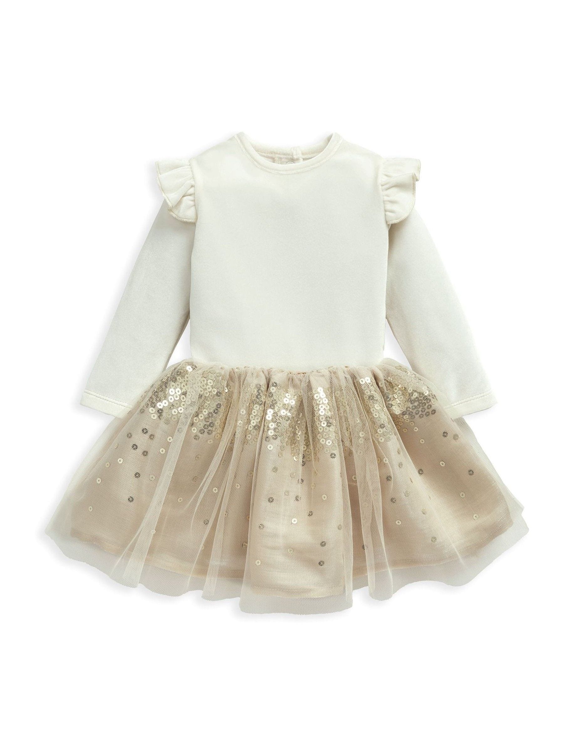 Mamas & Papas Velour Bodysuit & Sparkly Gold Tutu Set
