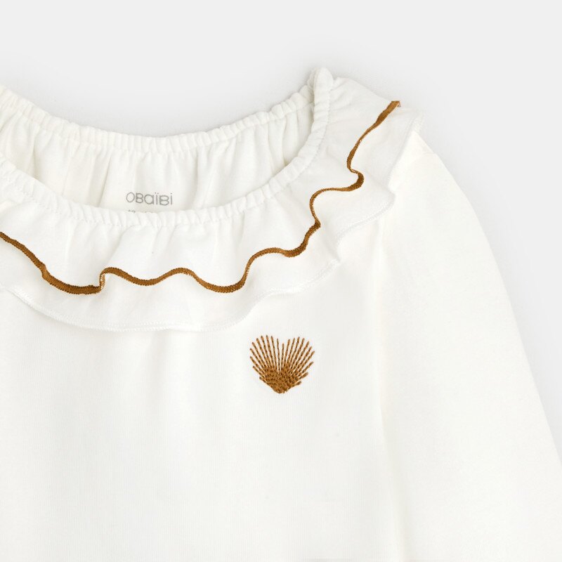 T-shirt col volanté blanc bébé fille Blanc