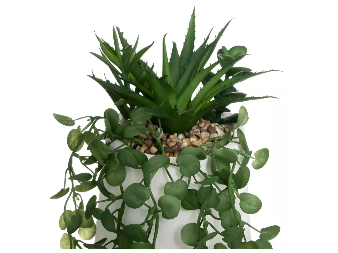 Composition de plantes arificielles Pot en ciment H 33 cm