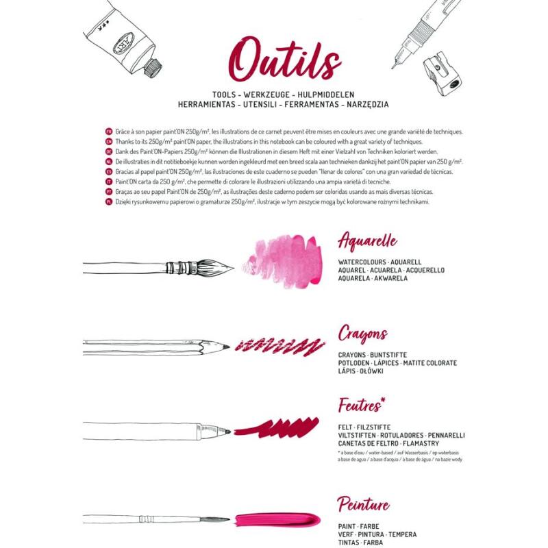ODELIA, Bloc de coloriage multi-techniques de 20 feuilles A4 250g, Les vitrines