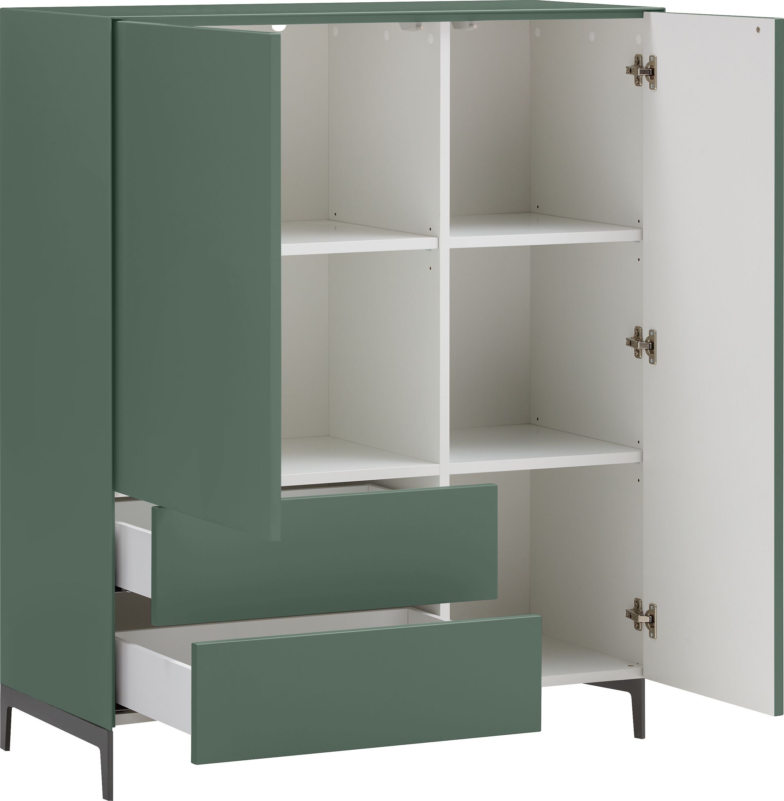 LUX Highboard - Grün / B: 100.0 cm x T: 46.0 cm x H: 123.5 cm