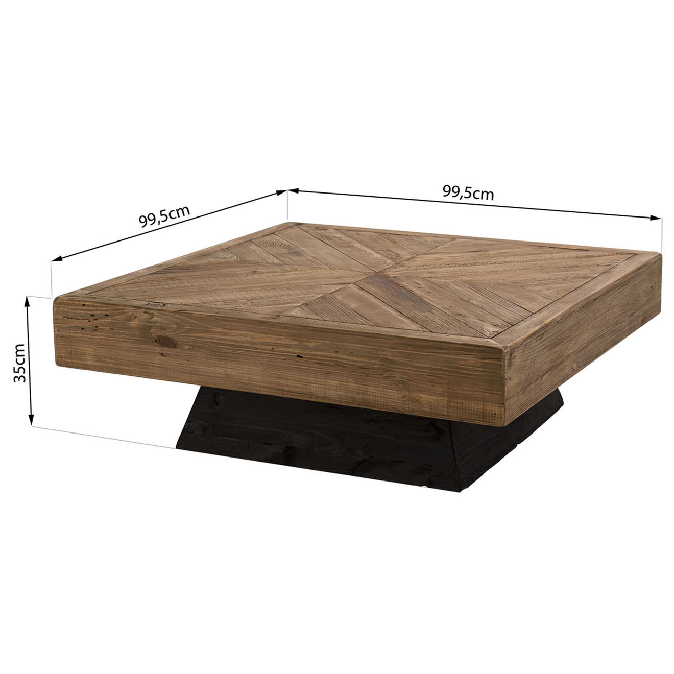 Macabane Table basse carrée bois Pin recyclé Andrian marron  - 99.5x99.5x35 cm