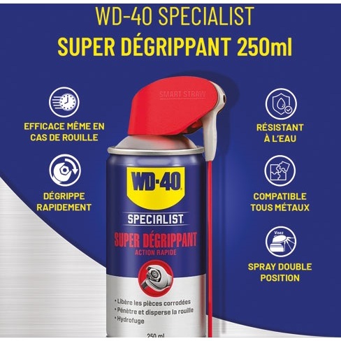 Super dégrippant Action rapide WD40 Specialist - Spray de 250 ml